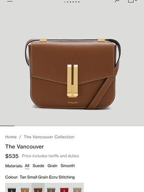 DeMellier Tan Leather Crossbody with Gold Hardware